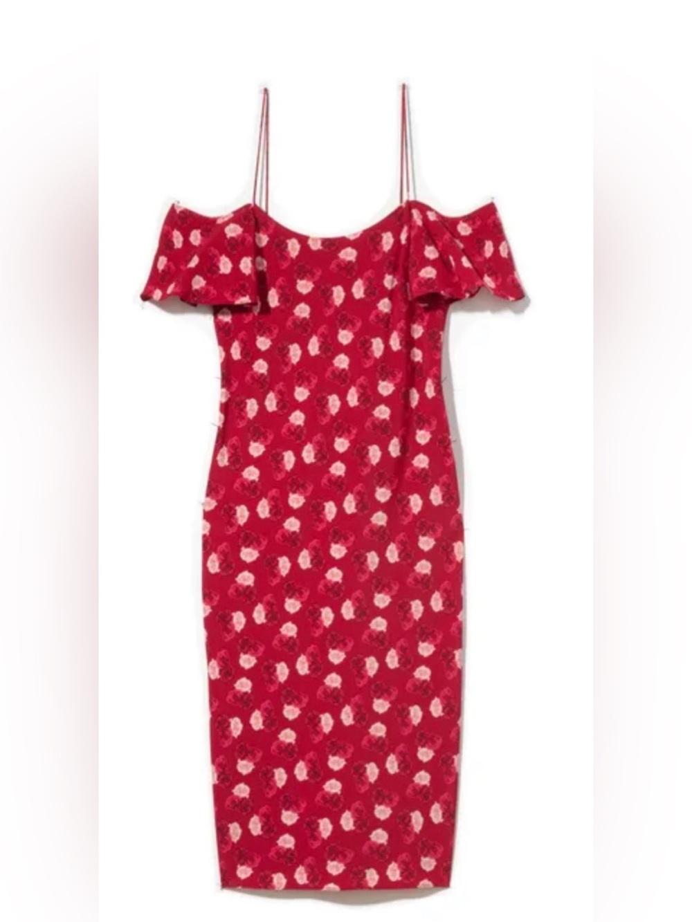 Karl Lagerfeld Paris x Vogue 125th Anniversary Red Rose Print Ruffle Dress